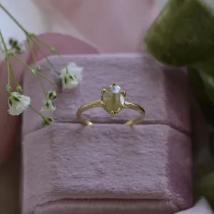 Gold ring with oval salt and pepper diamond OLLY