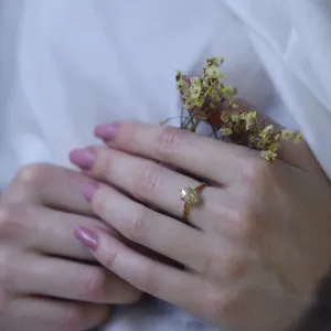 Gold ring with oval salt and pepper diamond OLLY Thumbnail