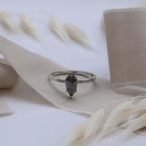 Gold ring with salt and pepper diamond and side diamonds ROXANE Thumbnail