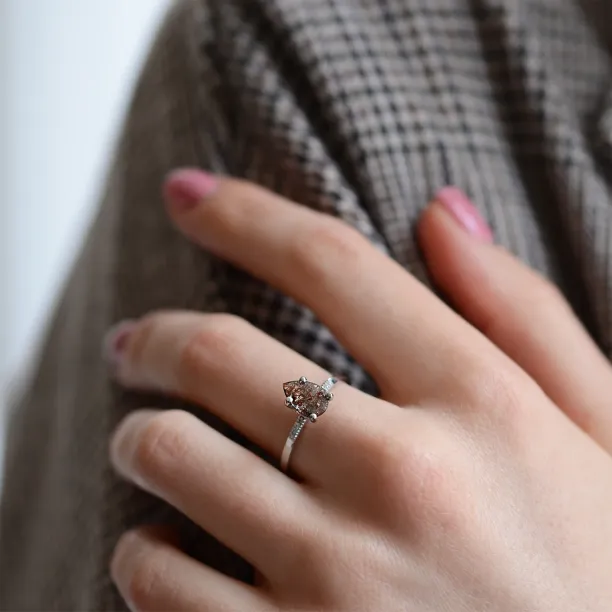 Gold ring with salt and pepper diamond and small diamonds ROXANE Image