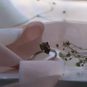 Gold ring with salt and pepper diamond and small diamonds ROXANE Thumbnail