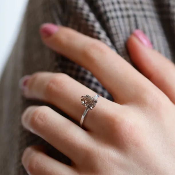 Gold ring with salt and pepper diamonds ROXANE Image