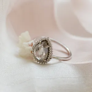 Halo luxury ring with salt and pepper diamond NOEMI