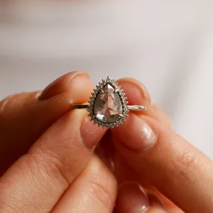 Halo luxury ring with salt and pepper diamond NOEMI Thumbnail
