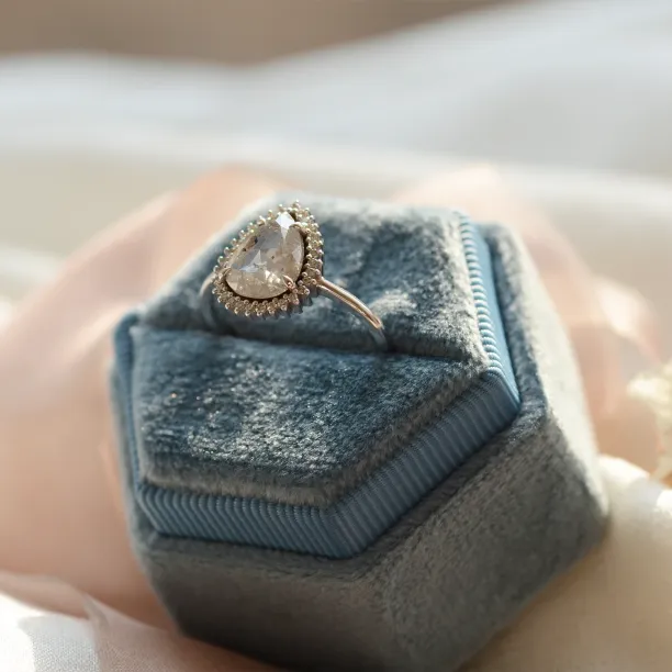 Halo luxury ring with salt and pepper diamond NOEMI Image