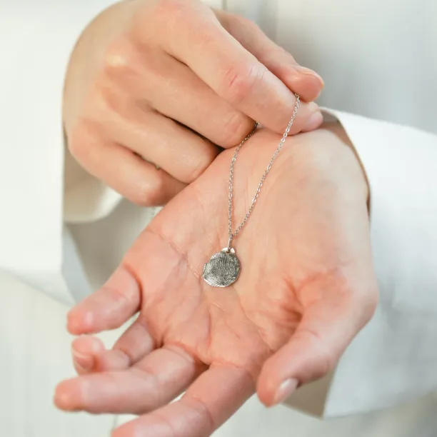 Gold necklace with custom fingerprint PALMER Image