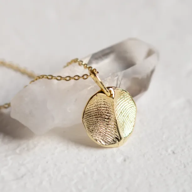 Gold necklace with custom fingerprint PALMER Image