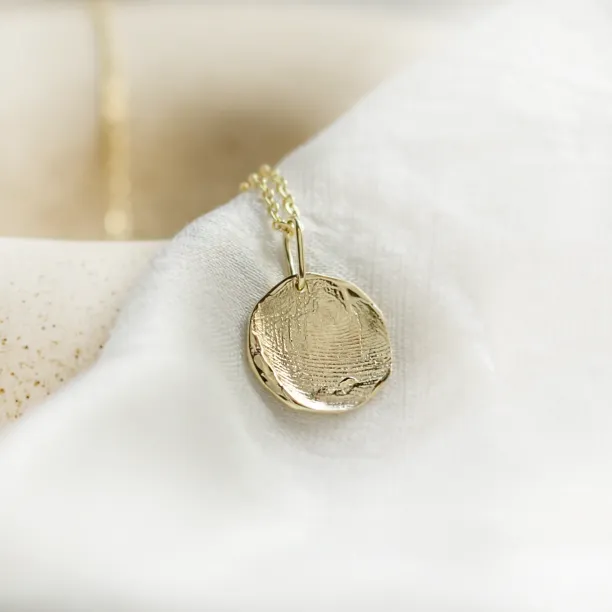 Gold necklace with custom fingerprint PALMER Image