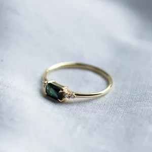 Modern ring with emerald sapphire and diamonds EUDE Thumbnail