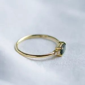 Modern ring with emerald sapphire and diamonds EUDE Thumbnail