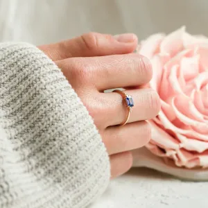 Modern ring with emerald sapphire and diamonds EUDE Thumbnail