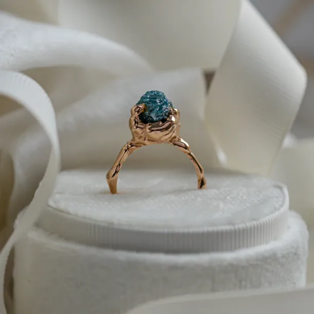 Unusual ring with blue raw diamond MARE Image