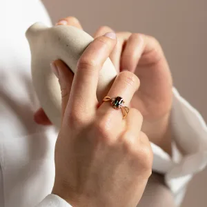 Unique vintage gold ring with green sapphire and diamonds BAROQUE Thumbnail