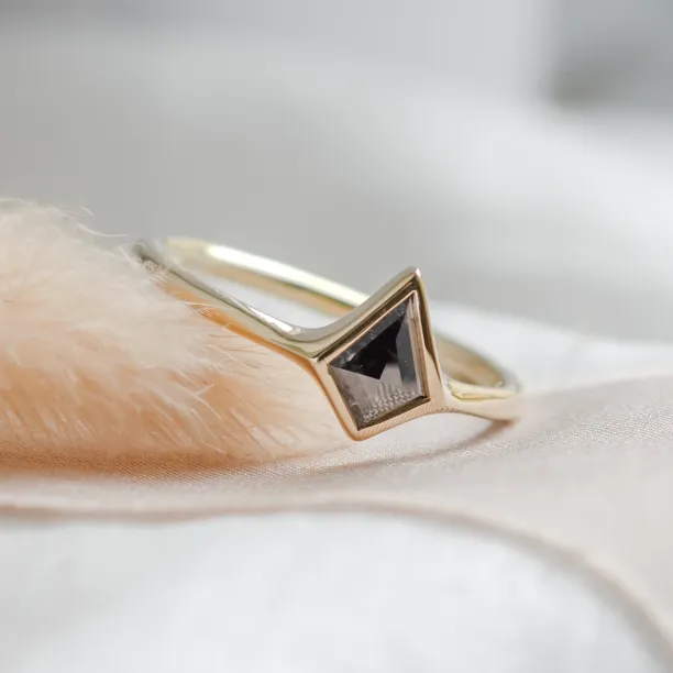 Minimalist engagement ring with salt and pepper diamond ARIZONA Image