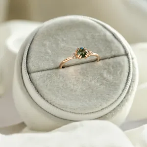 Noble gold ring with moss agate and diamonds MONNY Thumbnail