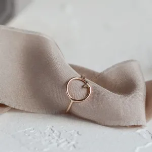 Gold minimalist ring with salt and pepper diamond MERIDA