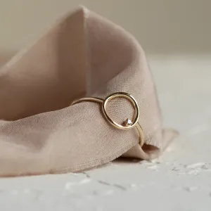Gold minimalist ring with salt and pepper diamond MERIDA Thumbnail