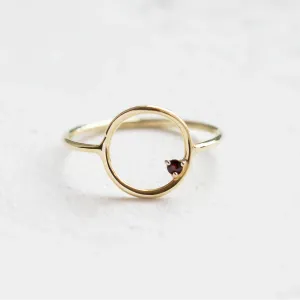 Red garnet minimalist ring MERIDAL