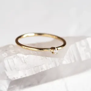 Gold minimalistic ring with diamond LAUDE Thumbnail