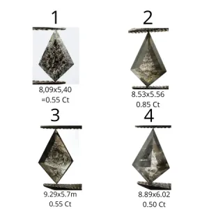 Minimalist kite salt and pepper diamond ring DAKOTA