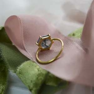 Gold ring with moss agate ELIONOR Thumbnail