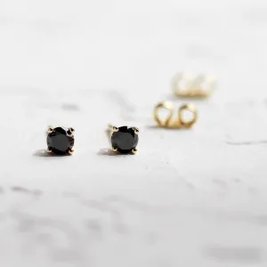 Black diamond stud earrings BLADELL Thumbnail