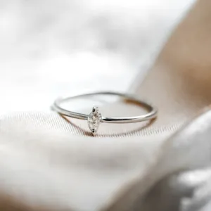 Minimalist engagement ring with marquise lab created diamond ANTOINE Thumbnail