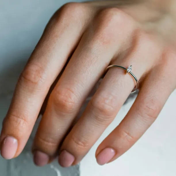 Minimalist engagement ring with marquise lab created diamond ANTOINE Image