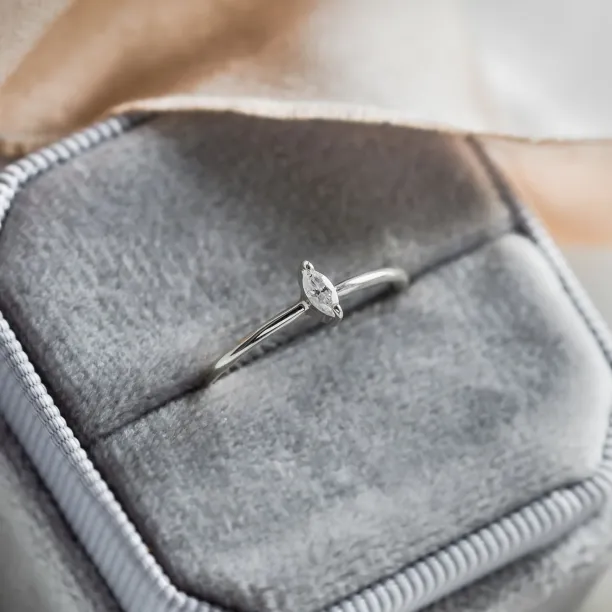 Minimalist engagement ring with marquise lab created diamond ANTOINE Image