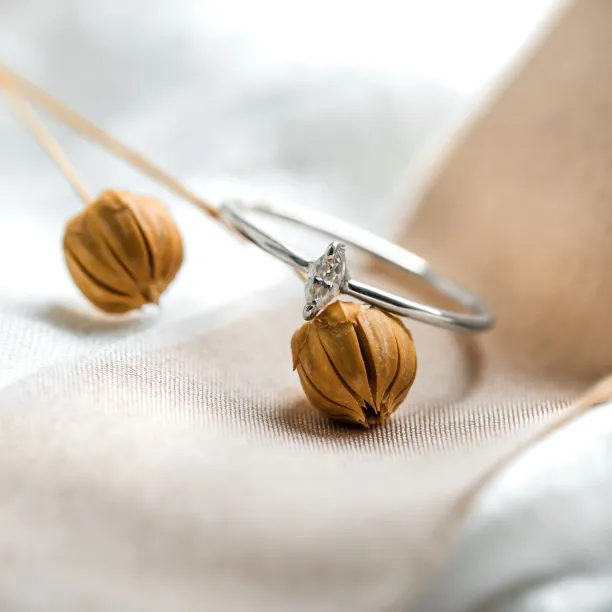 Minimalist engagement ring with marquise lab created diamond ANTOINE Image