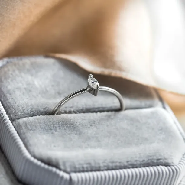Minimalist engagement ring with marquise lab created diamond ANTOINE Image
