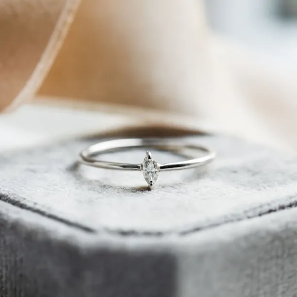 Minimalist engagement ring with marquise lab created diamond ANTOINE Image