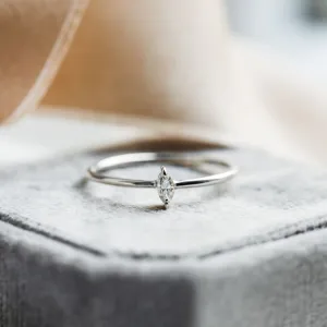 Minimalist engagement ring with marquise lab created diamond ANTOINE Thumbnail