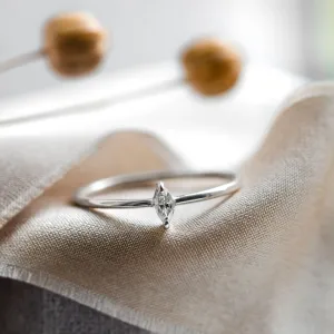 Minimalist engagement ring with marquise lab created diamond ANTOINE Thumbnail