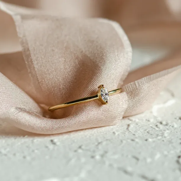 Minimalist engagement ring with marquise lab created diamond ANTOINE Image
