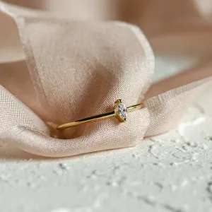 Minimalist engagement ring with marquise lab created diamond ANTOINE Thumbnail