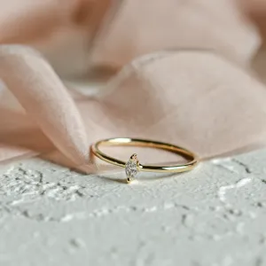 Minimalist engagement ring with marquise lab created diamond ANTOINE Thumbnail