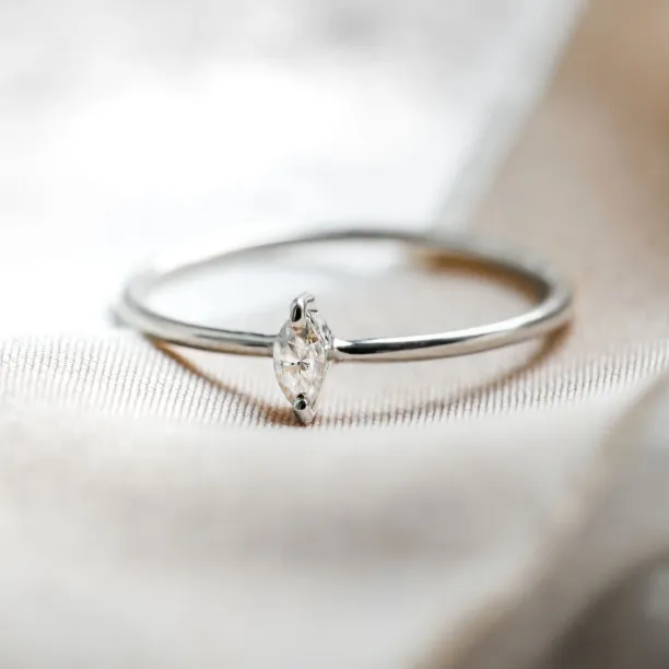 Minimalist engagement ring with marquise lab created diamond ANTOINE Image