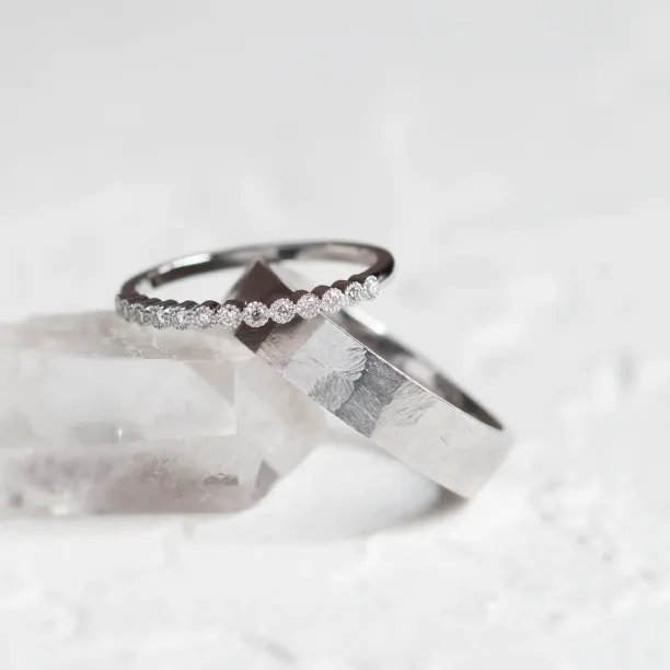 Original wedding rings with diamonds PAIR Image