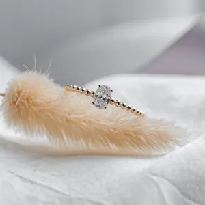 Minimalist beaded ball ring with moissanite CARLIN Thumbnail