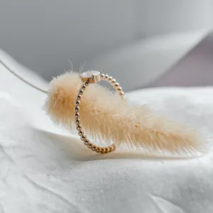 Minimalist beaded ball ring with moissanite CARLIN Thumbnail