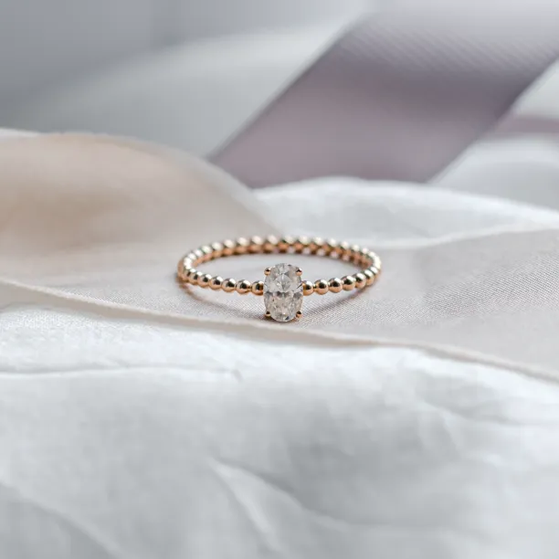 Minimalist beaded ball ring with moissanite CARLIN Image