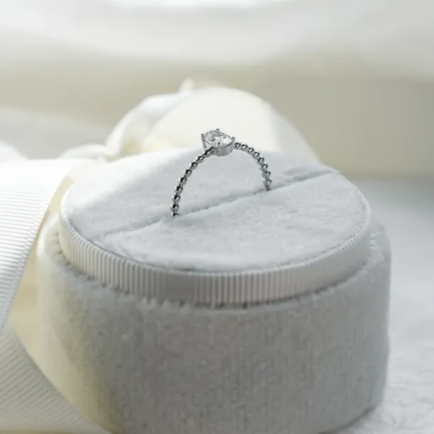 Minimalist beaded ball ring with moissanite CARLIN Image