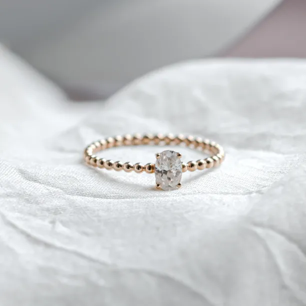 Minimalist beaded ball ring with moissanite CARLIN Image