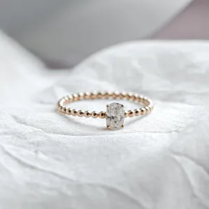 Minimalist beaded ball ring with moissanite CARLIN Thumbnail
