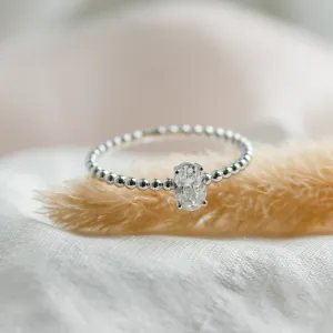Minimalist beaded ball ring with moissanite CARLIN Thumbnail