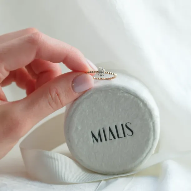 Minimalist beaded ball ring with moissanite CARLIN Image