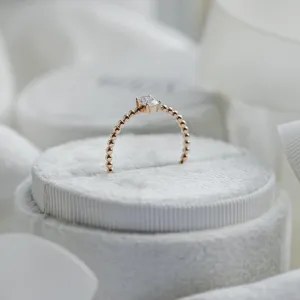 Minimalist beaded ball ring with moissanite CARLIN Thumbnail