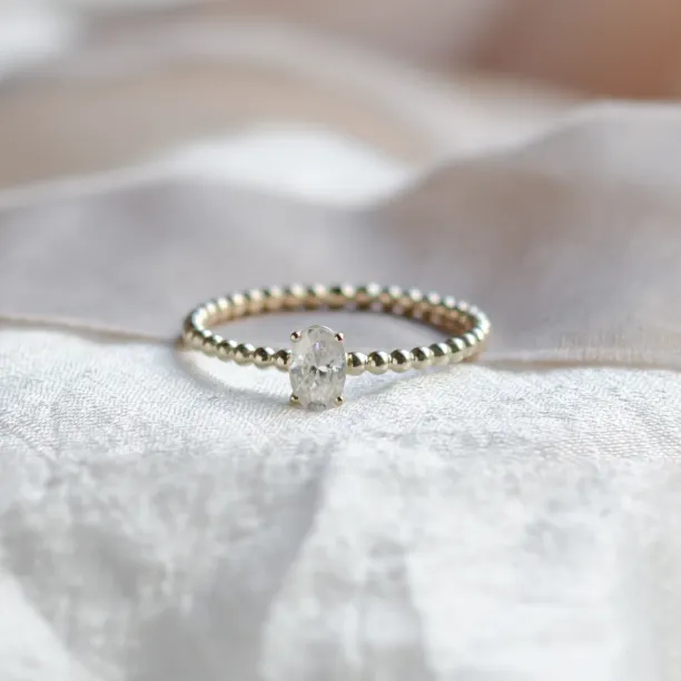 Minimalist beaded ball ring with moissanite CARLIN Image