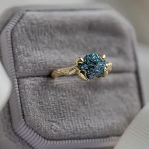 Gold ring with blue raw diamond CLOUD Thumbnail